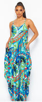 Blue colorful maxi dress